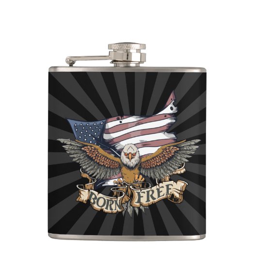米国旗の愛国心が強い白頭鷲の生まれる自由 フラスク (正面)