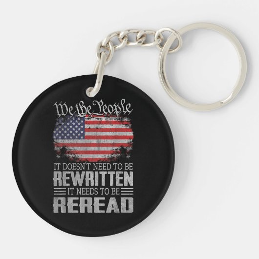米国旗の憲法の見直しが必要 キーホルダー (裏面)