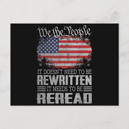 米国旗の憲法の見直しが必要 シーズンポストカード (正面)