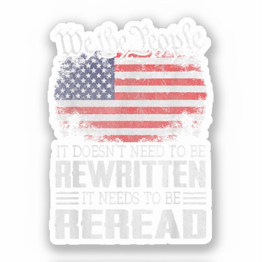 米国旗の憲法の見直しが必要 シール (正面)