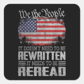米国旗の憲法の見直しが必要 スクエアシール (正面)