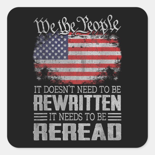 米国旗の憲法の見直しが必要 スクエアシール (正面)