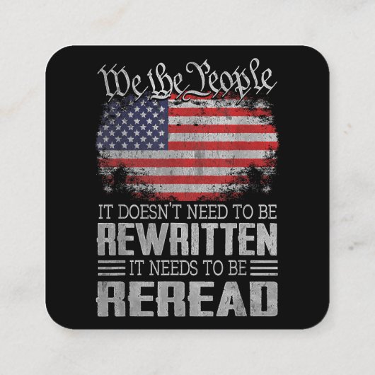 米国旗の憲法の見直しが必要 スクエア名刺 (裏面)