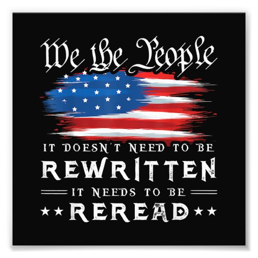 米国旗の憲法の見直しが必要 フォトプリント            (正面)