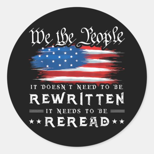 米国旗の憲法の見直しが必要 ラウンドシール (正面)
