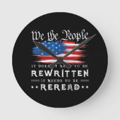 米国旗の憲法の見直しが必要 ラウンド壁時計 (正面)