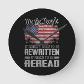 米国旗の憲法の見直しが必要 ラウンド壁時計 (正面)