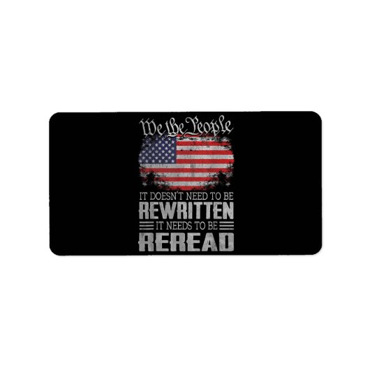 米国旗の憲法の見直しが必要 ラベル (正面)