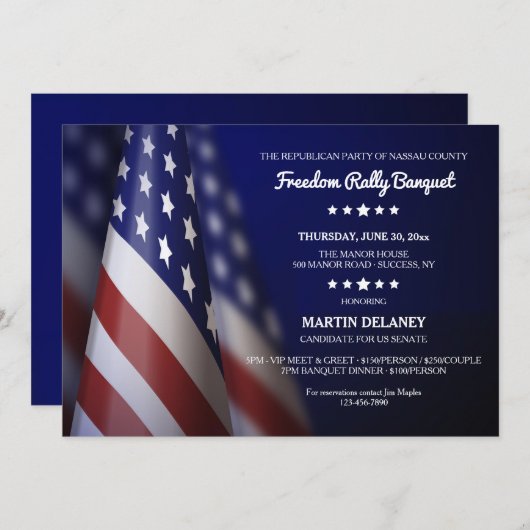 米国旗の政治運動の資金集め 招待状 (正面/裏面)