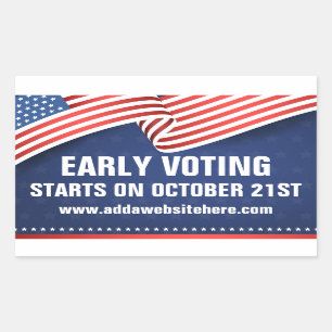 米国旗の早期選挙日 長方形シール