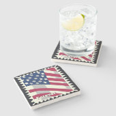 米国旗の永遠の切手 ストーンコースター (横)