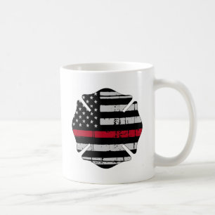 米国旗の消防士の十字の薄い赤線 コーヒーマグカップ