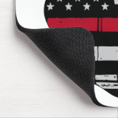 米国旗の消防士の十字の薄い赤線 マウスパッド (コーナー)