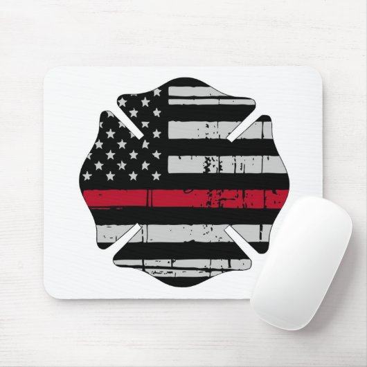 米国旗の消防士の十字の薄い赤線 マウスパッド (マウス)