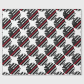 米国旗の消防士の十字の薄い赤線 ラッピングペーパー (フラット)