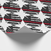 米国旗の消防士の十字の薄い赤線 ラッピングペーパー (角)