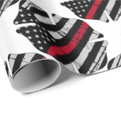 米国旗の消防士の十字の薄い赤線 ラッピングペーパー (ロールコーナー)