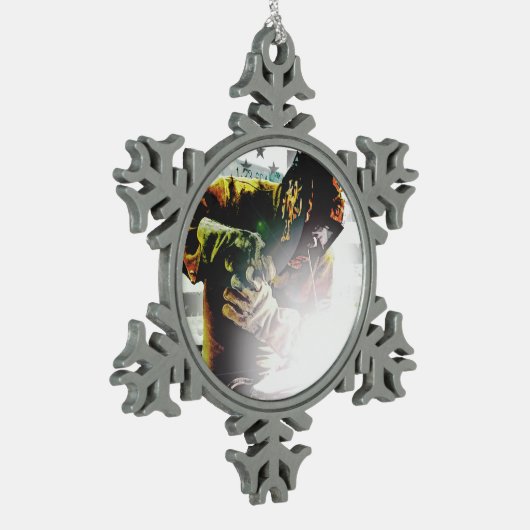 米国旗の溶接工 スノーフレークピューターオーナメント (左)