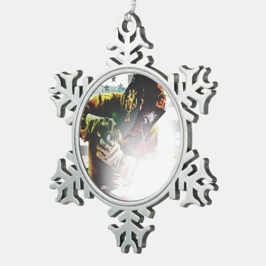 米国旗の溶接工 スノーフレークピューターオーナメント (右)