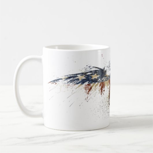 米国旗の白頭鷲の愛国心が強い記号 コーヒーマグカップ (左)