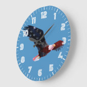 米国旗の白頭鷲 ラージ壁時計 (傾斜)