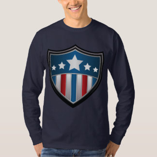 米国旗の盾の長袖のワイシャツ Tシャツ
