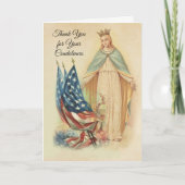 米国旗の聖母マリアの哀悼は感謝していしています サンキューカード (正面)