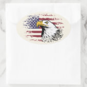 米国旗の背景に対するアメリカワシ。 楕円形シール (バッグ)