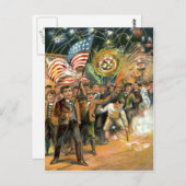 米国旗の花火花火パレード ポストカード (正面/裏面)