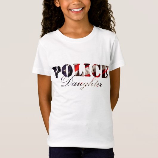米国旗の警察の娘 Tシャツ (正面)