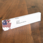 米国旗の赤白青の白頭鷲 デスクネームプレート (側面)