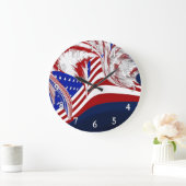 米国旗の飛行中に赤白青の抽象芸術 ラージ壁時計 (ホーム)