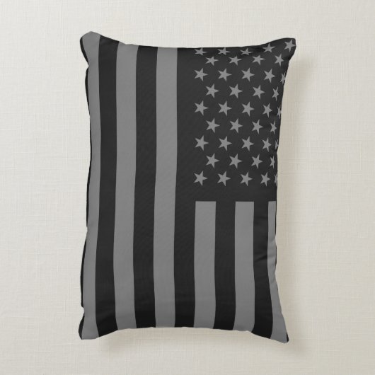 米国旗の黒の灰色 アクセントクッション (裏面(縦))