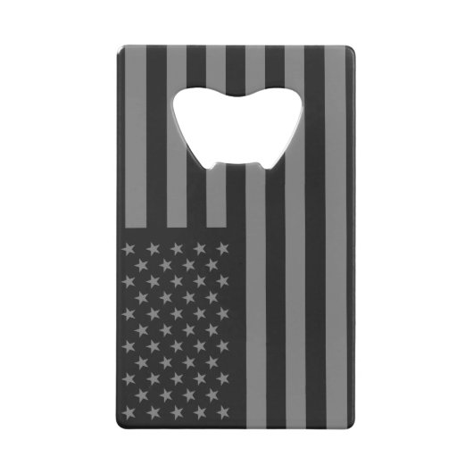 米国旗の黒の灰色 クレジットカード栓抜き (正面)