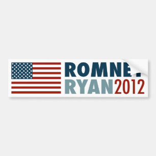 米国旗のRomneyライアン2012のバンパーステッカー バンパーステッカー