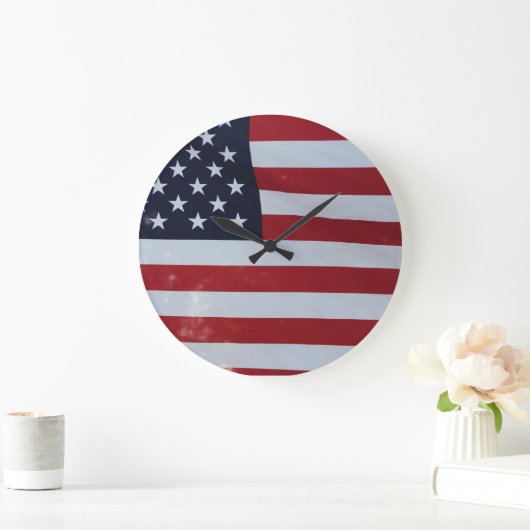 米国旗は時計を設計しました ラージ壁時計 (ホーム)