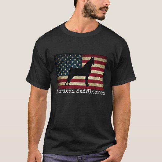米国旗を持つアメリカ人Saddlebred Tシャツ (正面)