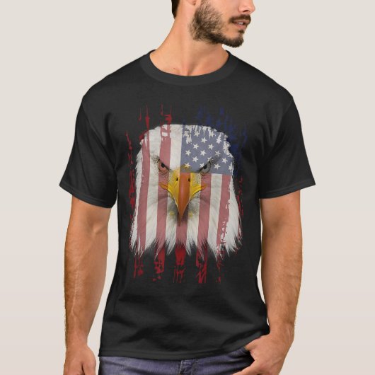 米国旗を持つイーグル Tシャツ (正面)