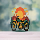 米国旗を持つオートバイ、7月4日 アクリルサイン (ニュートラル)