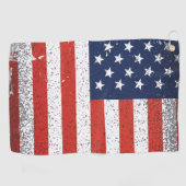 米国旗を持つレザーゴルフグローブ ゴルフタオル (横)