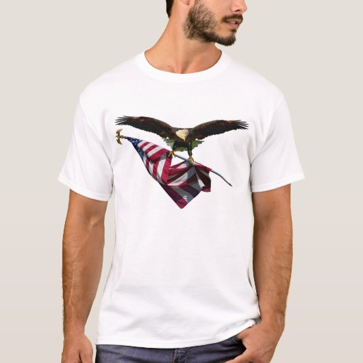 米国旗を持つワシ Tシャツ (正面)