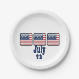 米国旗を持つ四角いボタン、7月4日紙プレート ペーパープレート