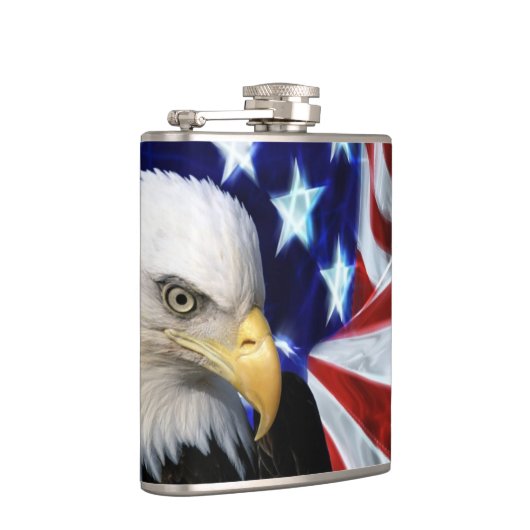 米国旗を持つ愛国心が強い白頭鷲 フラスク (右)