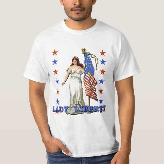 米国旗を持つLibertyヴィンテージの女性 Tシャツ (正面)