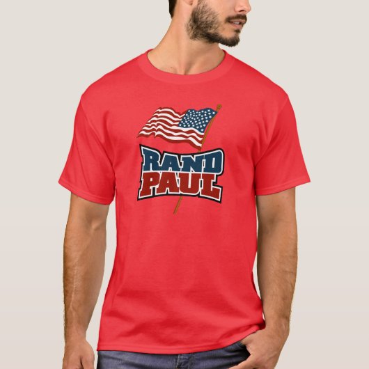 米国旗を振っているランドポール Tシャツ (正面)