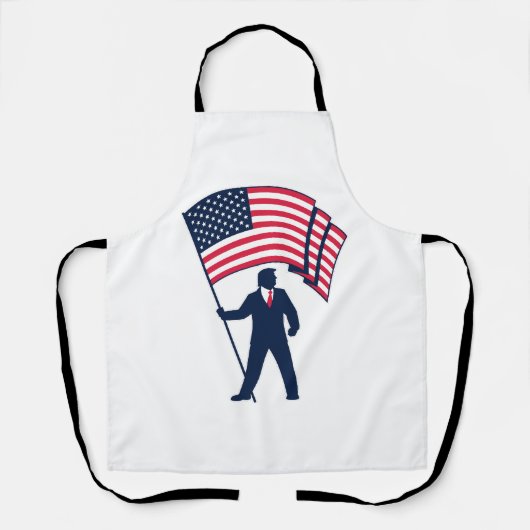 米国旗を掲げるトランプ大統領 エプロン (正面)