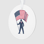 米国旗を掲げるトランプ大統領 オーナメント (正面)