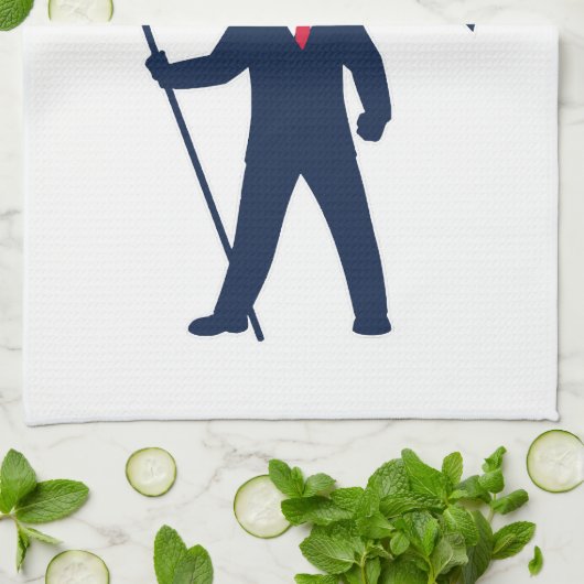 米国旗を掲げるトランプ大統領 キッチンタオル (折り畳み)