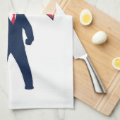 米国旗を掲げるトランプ大統領 キッチンタオル (四つ折り)