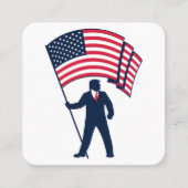 米国旗を掲げるトランプ大統領 スクエア名刺 (正面)
